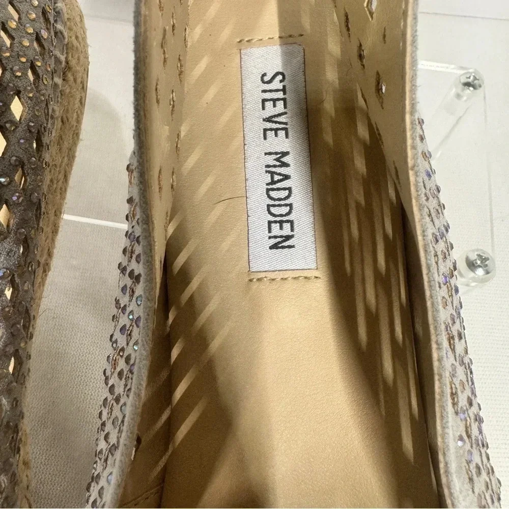 Steve Madden Gray Crystal Espadrille Flats